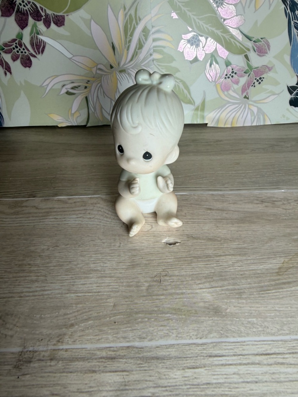 Precious Moments Pale Green and Cream Baby Figurine